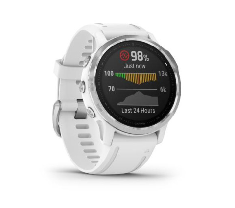 Smartwatch Garmin Fenix 6S Srebrny z białym Paskiem