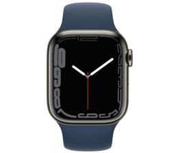 Apple Watch 7 Cellular 45 mm stal nierdzewna grafitowa / pasek sportowy niebieski