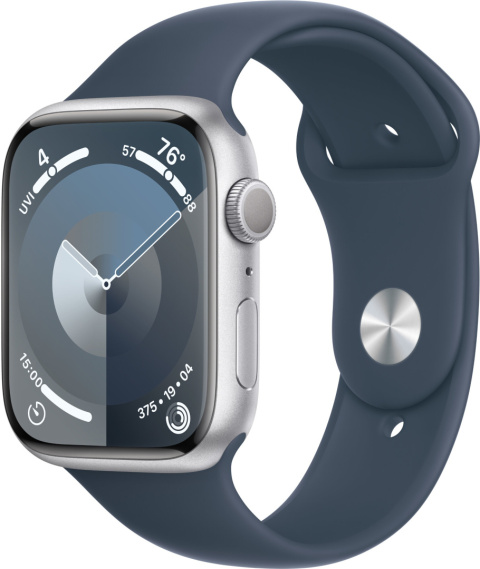 Apple Watch 9 45mm GPS Silver, pasek Blue A2980