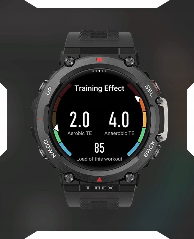 Smartwatch Zegarek Amazfit T-Rex 2 Ember Black Kształt koperty okrągły